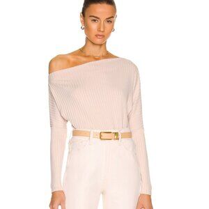 Enza Costa Sweater Rib Slouch Top Rose Tan Size Small